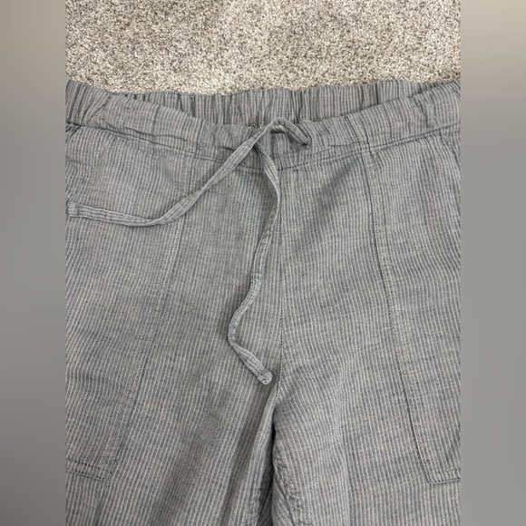 Prana Soledad Striped Pebble Grey Lightweight Pull On Drawstring Pants Large - Picture 8 of 11